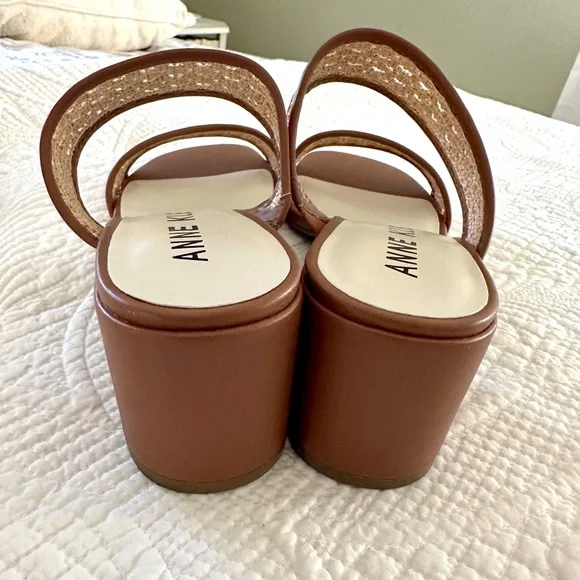 NEW in Box Anne Klein Brooke Natural Woven & Leather Slide Sandals 9M Coastal - Picture 4 of 15